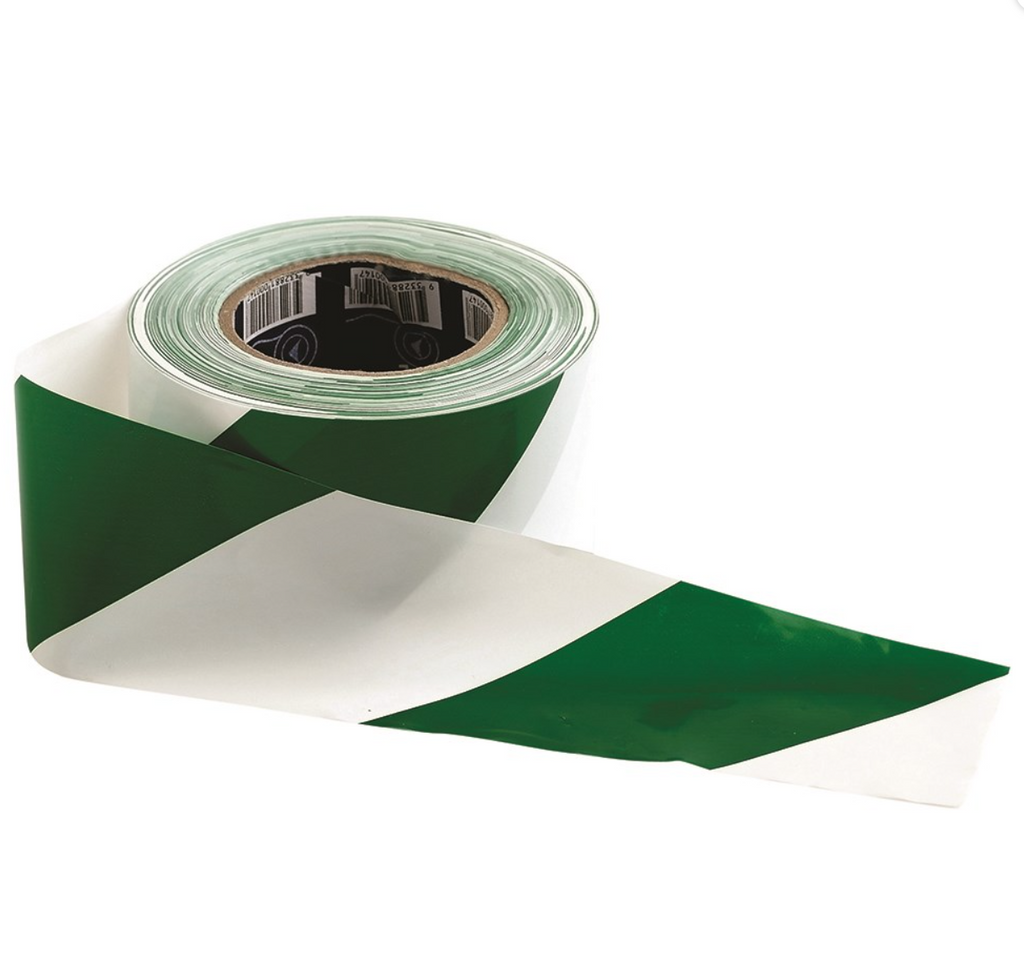 Barricade Tape - 100m x 75mm Green & White