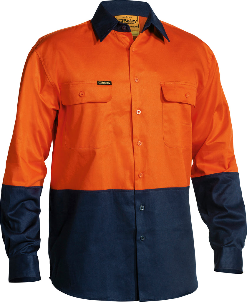 Bisley 2 Tone Hi Vis Drill Shirt L/S
