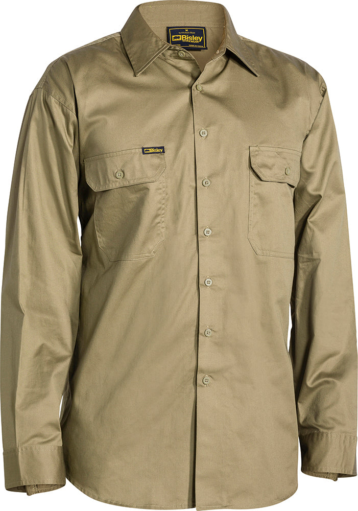 Bisley Cool Lightweight Mens Drill Shirt L/S