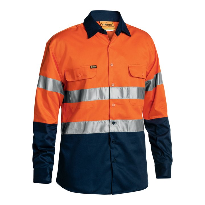 Bisley 2 Tone Hi Vis Shirt 3M Reflective Tape L/S